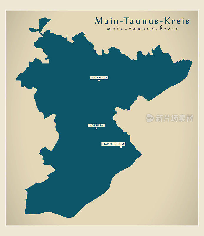 现代地图-黑森县maintaunus - kreis县